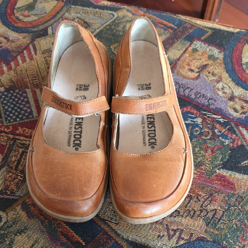 Birkenstock Tan Leather Mary Jane Flats